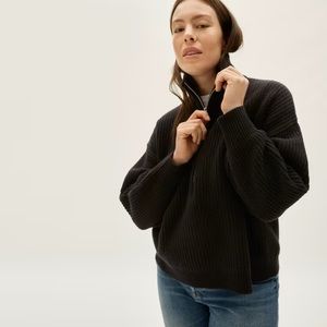Everlane Felted Merino Half-Zip Sweater - Black